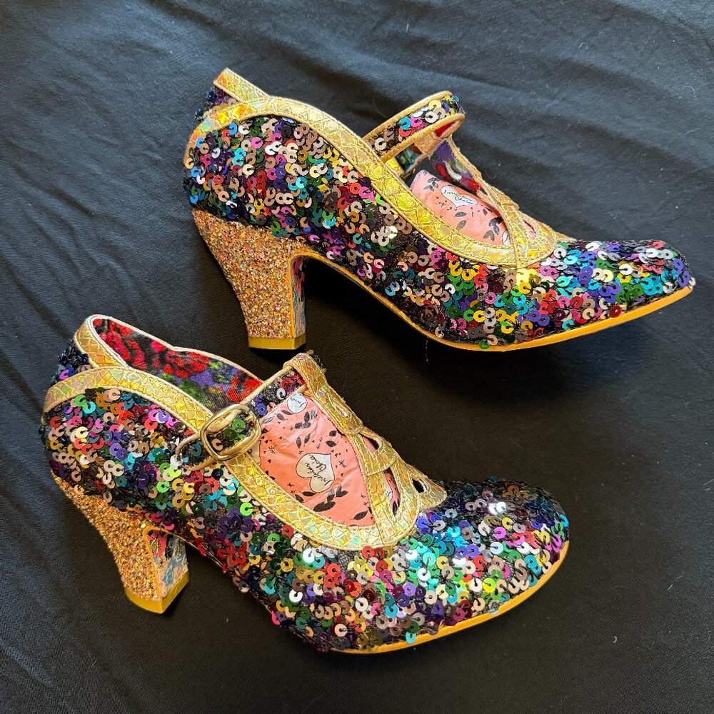 Irregular Choice Sequined T-Straps - Nicely Done Size 38 NIB